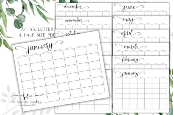 Download Blank Monthly Calendar Printable - Month Collection