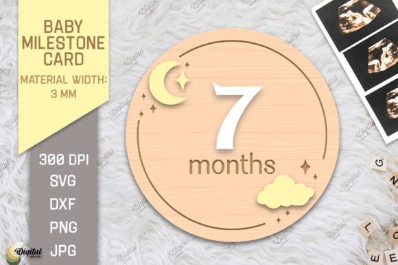 Download Baby Milestone Card Laser Cut. 7 Month - Month Collection