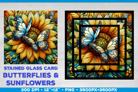 Download Stained Glass Cards Sunflowers - Cards Collection