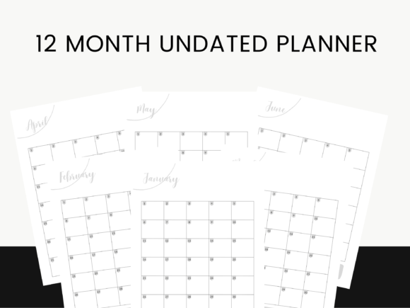 Download 12 Month Undated Planner Canva Template - Month Collection