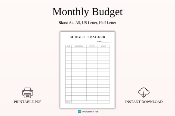 Download Simple Monthly Budget Tracker PDF - Month Collection