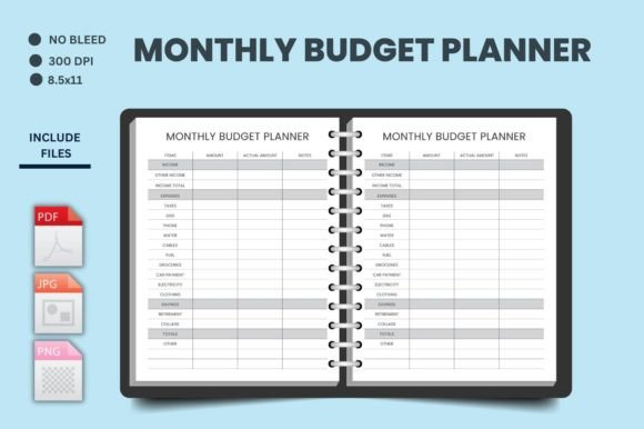 Download Printable Monthly Budget PDF Planner - Month Collection