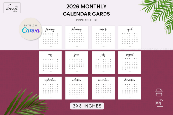 Download 3x3 Monthly Calendar Cards - Cards Collection