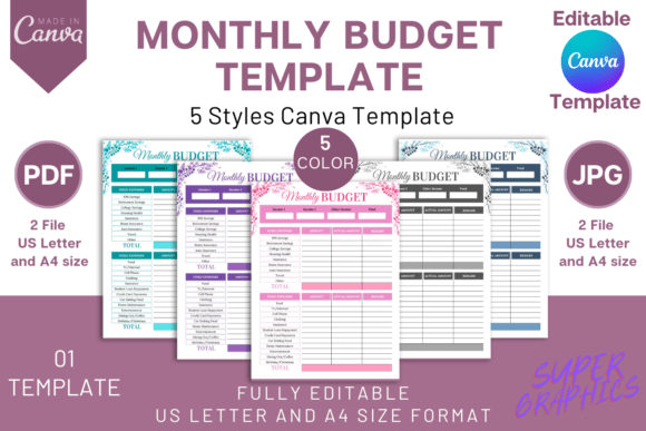 Download Monthly Budget Planner Canva Template - Month Collection