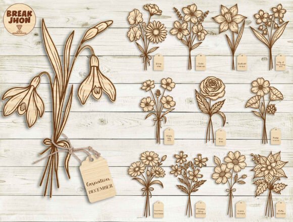 Download Birth Month Flower Laser Cut SVG Bundle - Month Collection