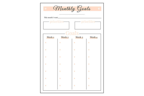 Download Month Goals Minimalist Planner Page - Month Collection