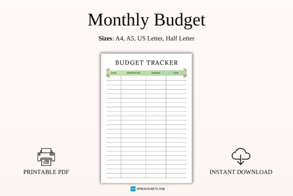 Download Floral Monthly Budget Tracker PDF - Month Collection