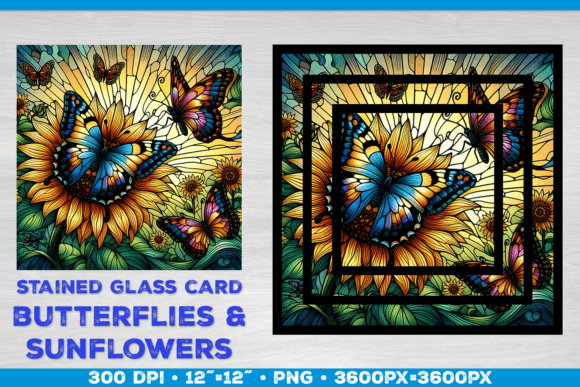 Download Stained Glass Cards Sunflowers - Cards Collection