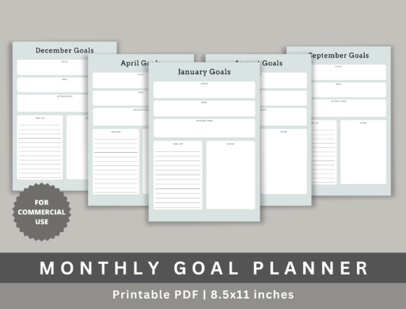 Download Monthly Goal Planner, KDP - Month Collection
