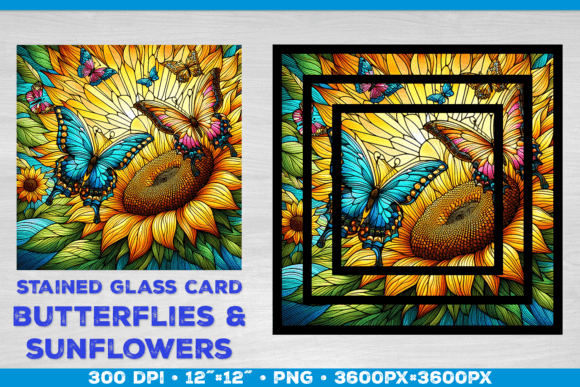Download Stained Glass Cards Sunflowers - Cards Collection