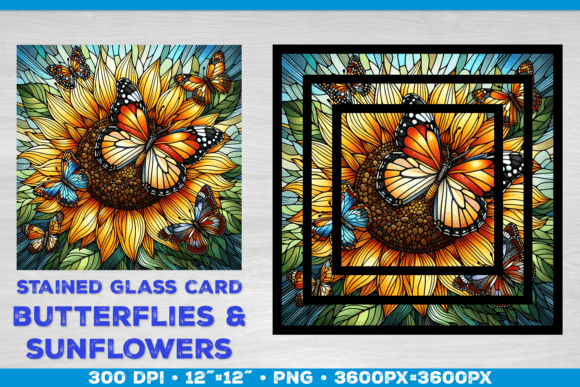 Download Stained Glass Cards Sunflowers - Cards Collection