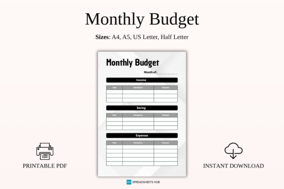 Download Modern Monthly Budget Planner PDF - Month Collection