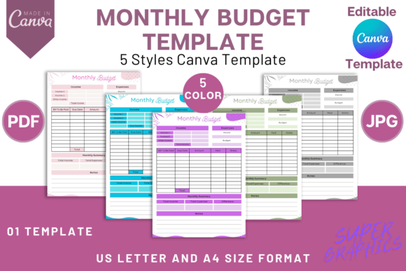 Download Monthly Budget Planner Canva Template V2 - Month Collection