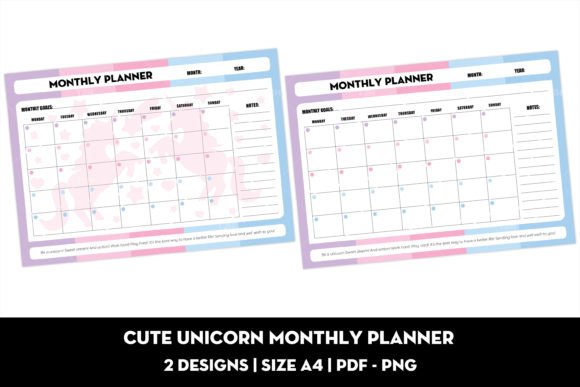 Download Cute Unicorn Monthly Planner - Month Collection
