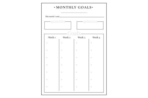 Download Monthly Tasks Minimalist Planner Page - Month Collection
