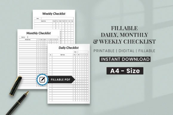 Download Free Daily Monthly &amp; Weekly Checklist - Month Collection